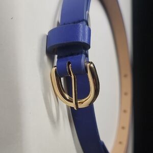 Elegant Blue Belt with Gold Buckle